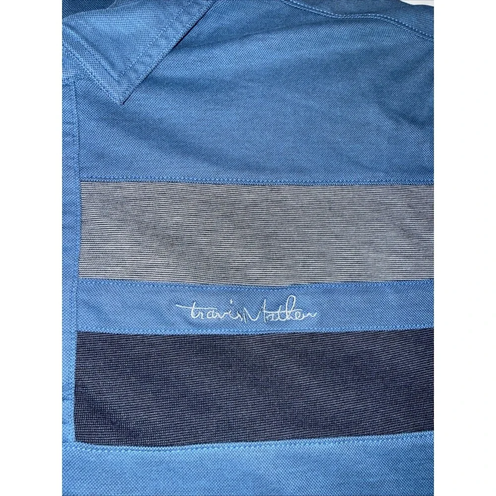 Travis Mathew Polo Shirt Men Sz Large Blue Anthem Country Golf Club Short Sleeve